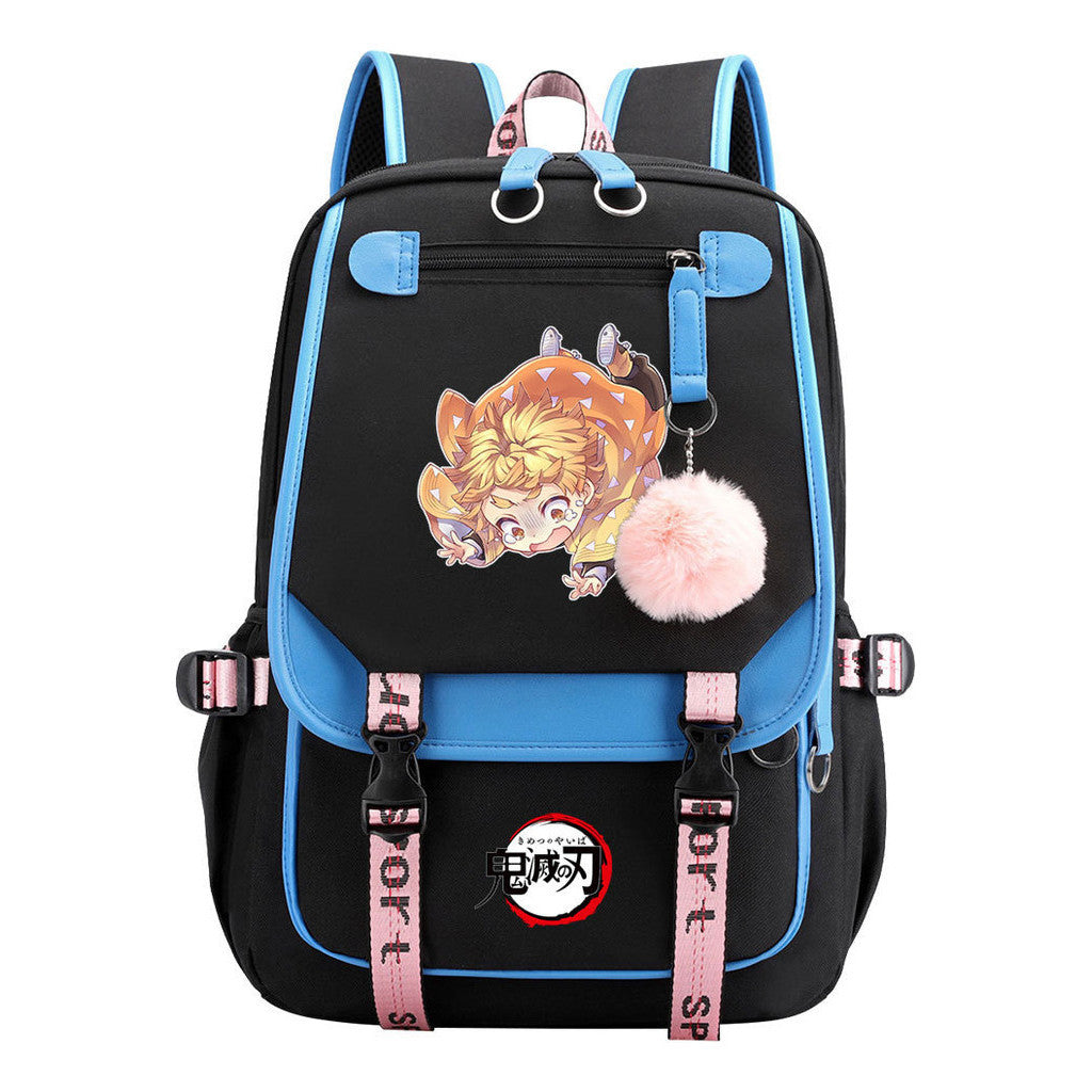Japanese Cartoon Fashion Usb Student Backpack Casual Woven Flap Backpack