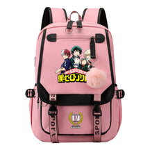 My Heroes Academy Usb Student Backpack, Casual Woven Strap Flip Back Backpack
