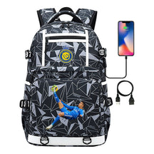 Football Star Cristiano Ronaldo Printed Usb Youth Student Backpack For Men And Women, Backpack For Leisure Travel