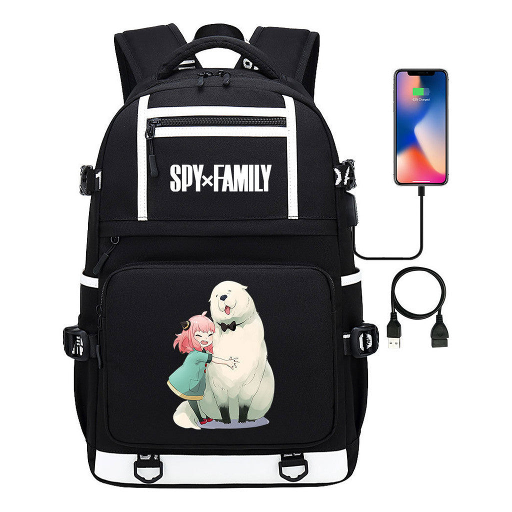 Printed Usb Youth Student Backpack Men's And Women's Backpack Leisure Travel Backpack