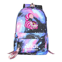 Cheshire Cat Alice's Adventure In Wonderland Youth School Bag Men's And Women's Leisure Weaving Strap Backpack