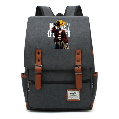 Anime Pirate King Luffy Printed Student Backpack For Men And Women With Casual Belt Buckle Classic Backpack