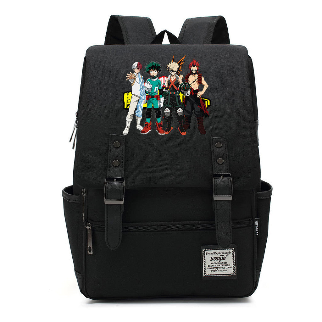 Anime My Heroes Academy Printed Youth Student Backpack Men's And Women's Leisure Belt Buckle Classic Backpack