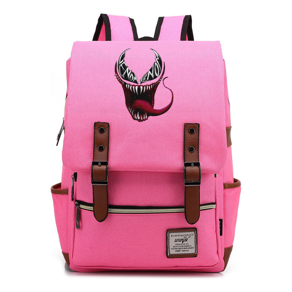 Printed Youth Student School Bag Casual Belt Buckle Classic Backpack