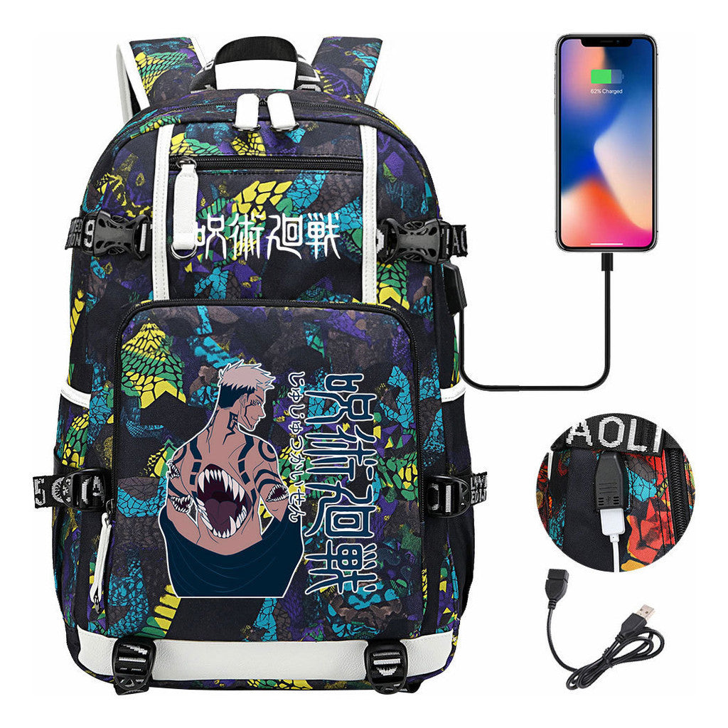 Printed Usb Youth Student Backpack For Men And Women's Leisure Large Capacity Travel Backpack