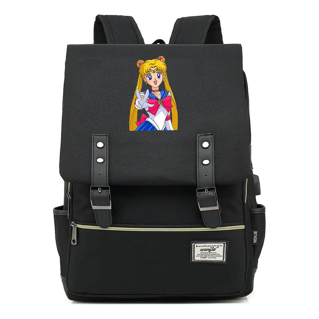 Anime Beauty Girl Warrior Youth Student School Bag Usb Men's And Women's Leisure Backpack