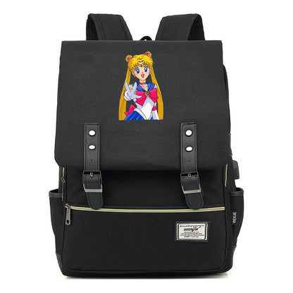 Anime Beauty Girl Warrior Youth Student School Bag Usb Men's And Women's Leisure Backpack