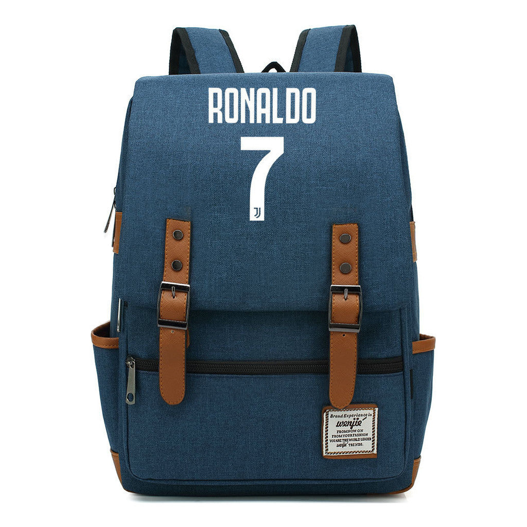 Football Star Cristiano Ronaldo Printed Student Backpack For Men And Women's Casual Classic Backpack