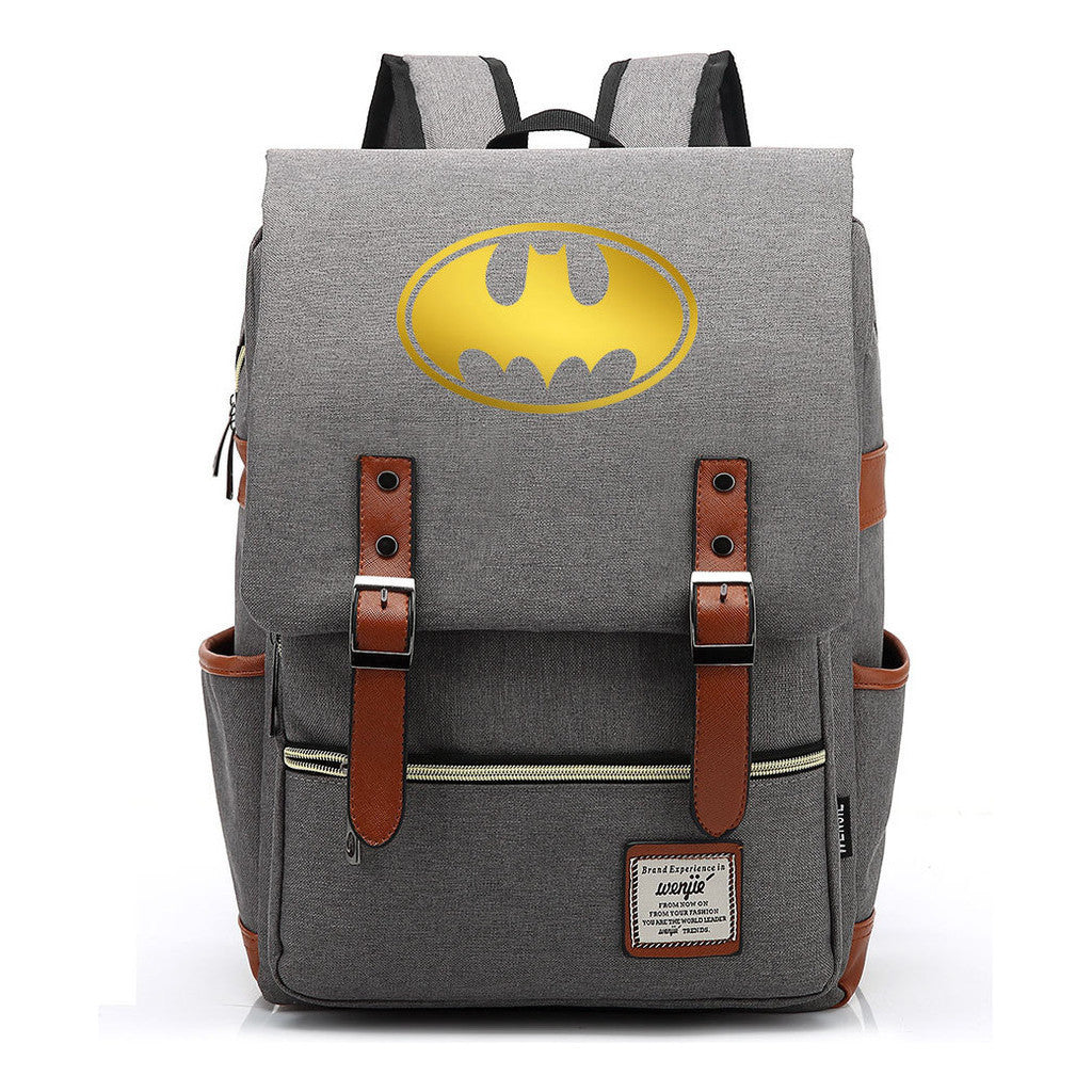 Golden Hero Batman Printed Youth Student School Bag Casual Belt Buckle Classic Backpack