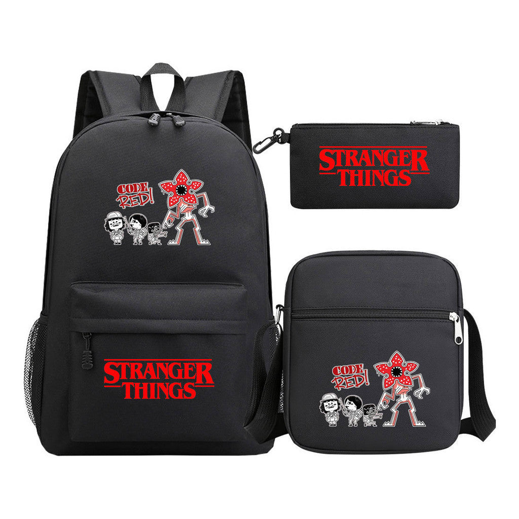Strange Story Starry Sky Printed Youth Student Backpack 3-piece Set For Men And Women, Backpack Set