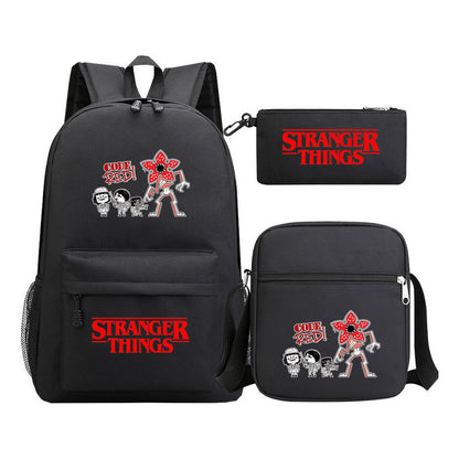 Strange Story Starry Sky Printed Youth Student Backpack 3-piece Set For Men And Women, Backpack Set