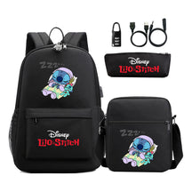 Interstellar Baby Stitch Usb Password Lock Youth Student Backpack 3-piece Set For Men And Women Backpacks