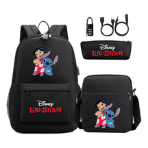 Interstellar Baby Stitch Usb Password Lock Youth Student Backpack 3-piece Set For Men And Women Backpacks