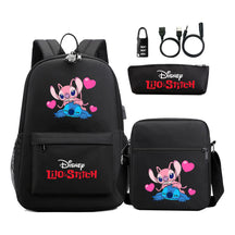 Interstellar Baby Stitch Usb Password Lock Youth Student Backpack 3-piece Set For Men And Women Backpacks