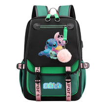 Interstellar Baby Stitch Usb Youth Backpack For Men And Women, Casual Woven Strap Flip Back Backpack