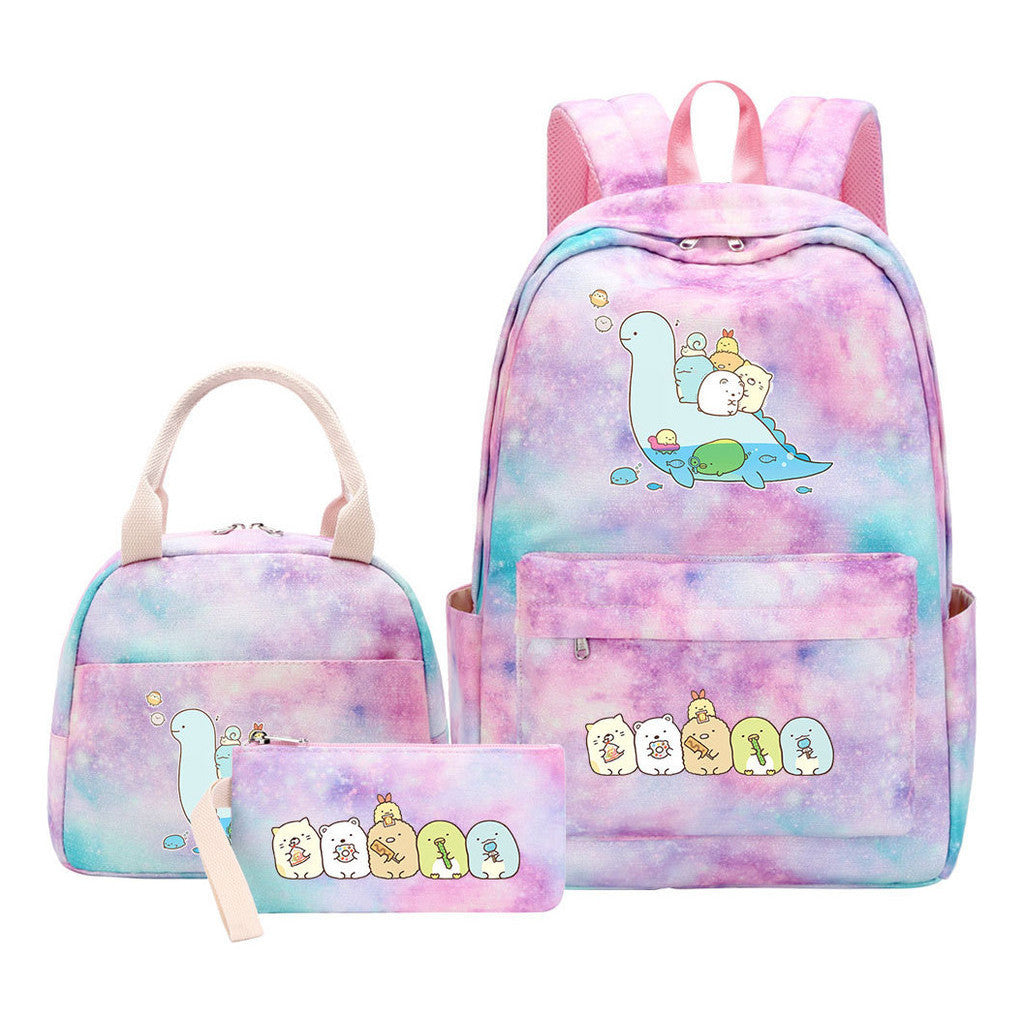 Game Corner Biology Student Girls School Bag Lunch Bag Three Piece Set Backpack Set