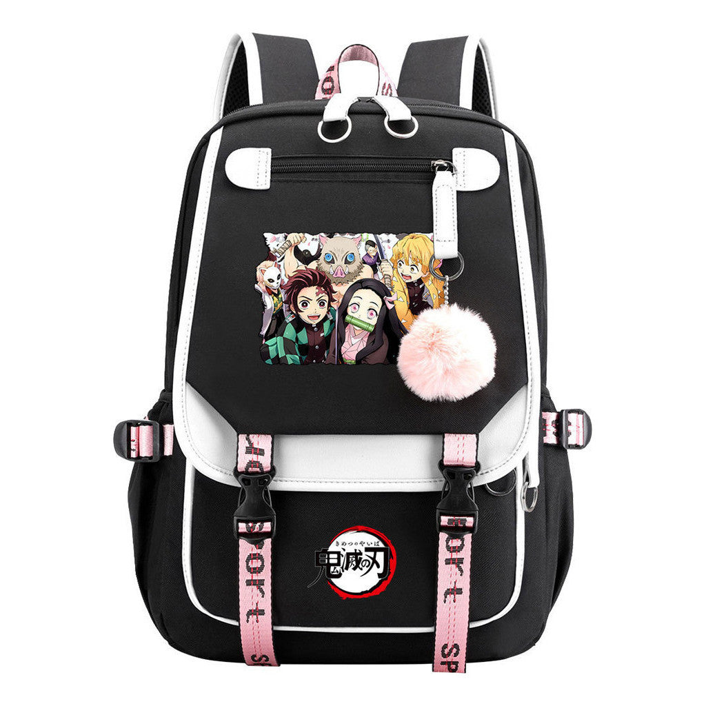 Cartoon Fashion Usb Student Backpack With Casual Woven Strap Flip Back Backpack