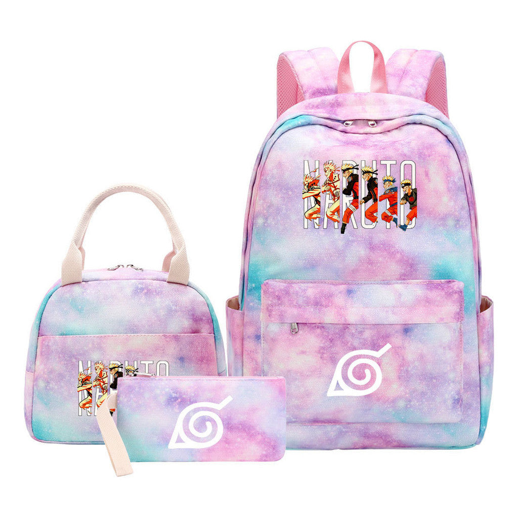 Naruto Teenage Student Girls School Bag Lunch Bag Three Piece Set Backpack Set