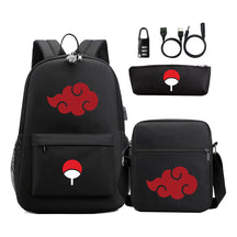 Naruto Usb Password Lock Year Student School Bag Three Piece Set Backpack Set