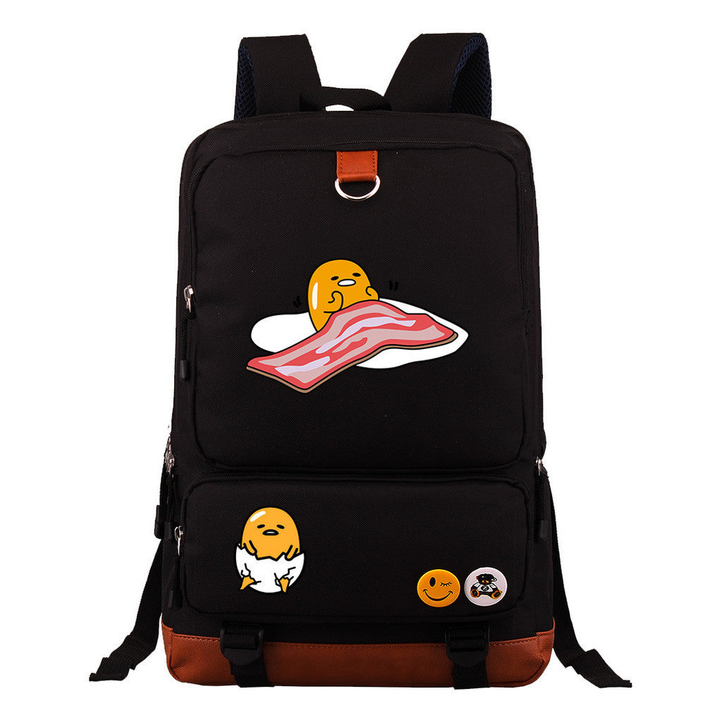 Cartoon Anime Lazy Egg Youth Student Backpack, Large Capacity Travel Bag, Boy's And Girl's Backpack