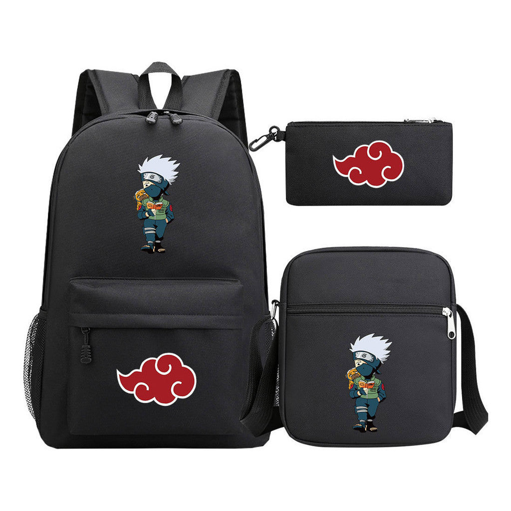 Anime Naruto Starry Sky Youth School Bag Three Piece Set For Boys And Girls Backpack Set