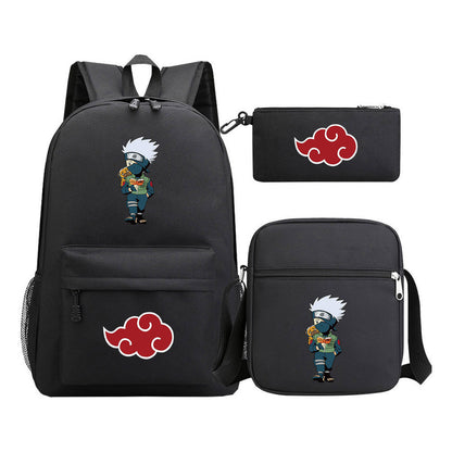 Anime Naruto Starry Sky Youth School Bag Three Piece Set For Boys And Girls Backpack Set