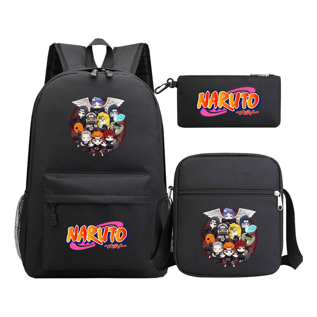 Anime Naruto Starry Sky Student School Bag Three Piece Set For Men And Women Backpack Set