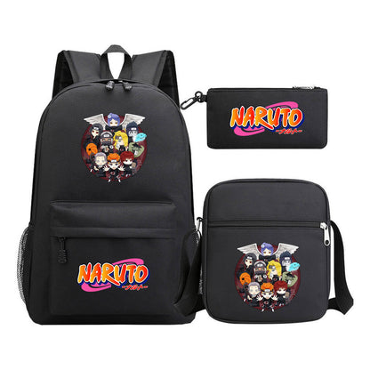 Anime Naruto Starry Sky Student School Bag Three Piece Set For Men And Women Backpack Set