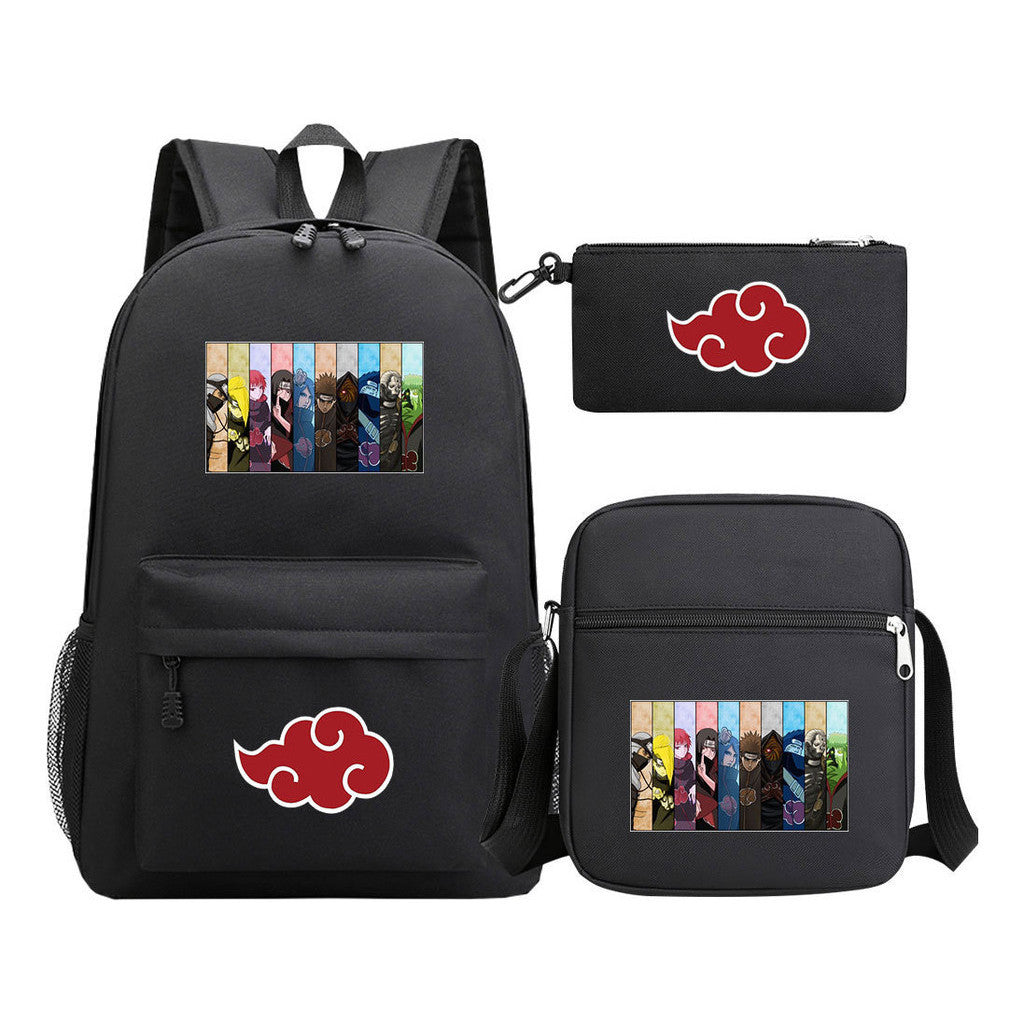 Anime Naruto Starry Sky Youth School Bag Three Piece Set For Boys And Girls Backpack Set