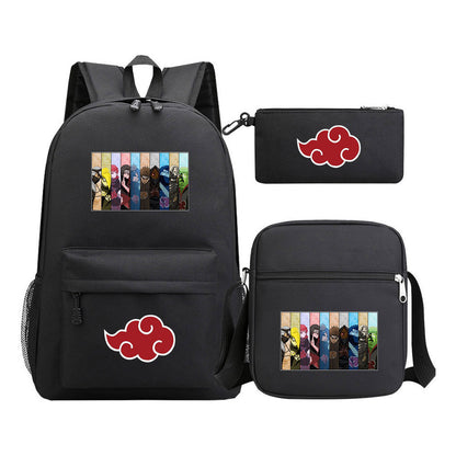 Anime Naruto Starry Sky Youth School Bag Three Piece Set For Boys And Girls Backpack Set