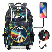 Nasa Fashion Printed Usb Student Backpack For Leisure Travel Backpack