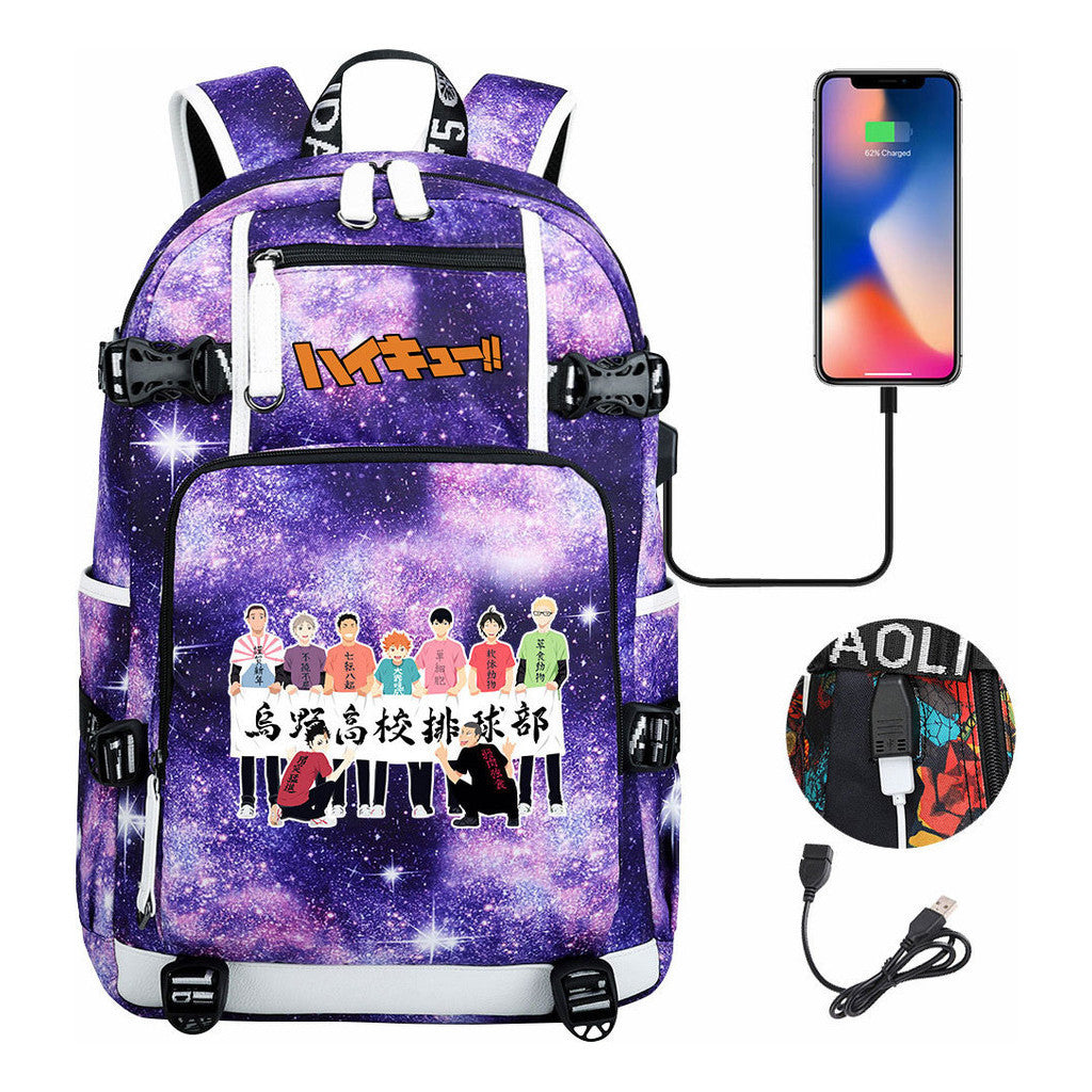 Volleyball Youth Usb Large Capacity Youth Student School Bag Men's And Women's Leisure Travel Backpack