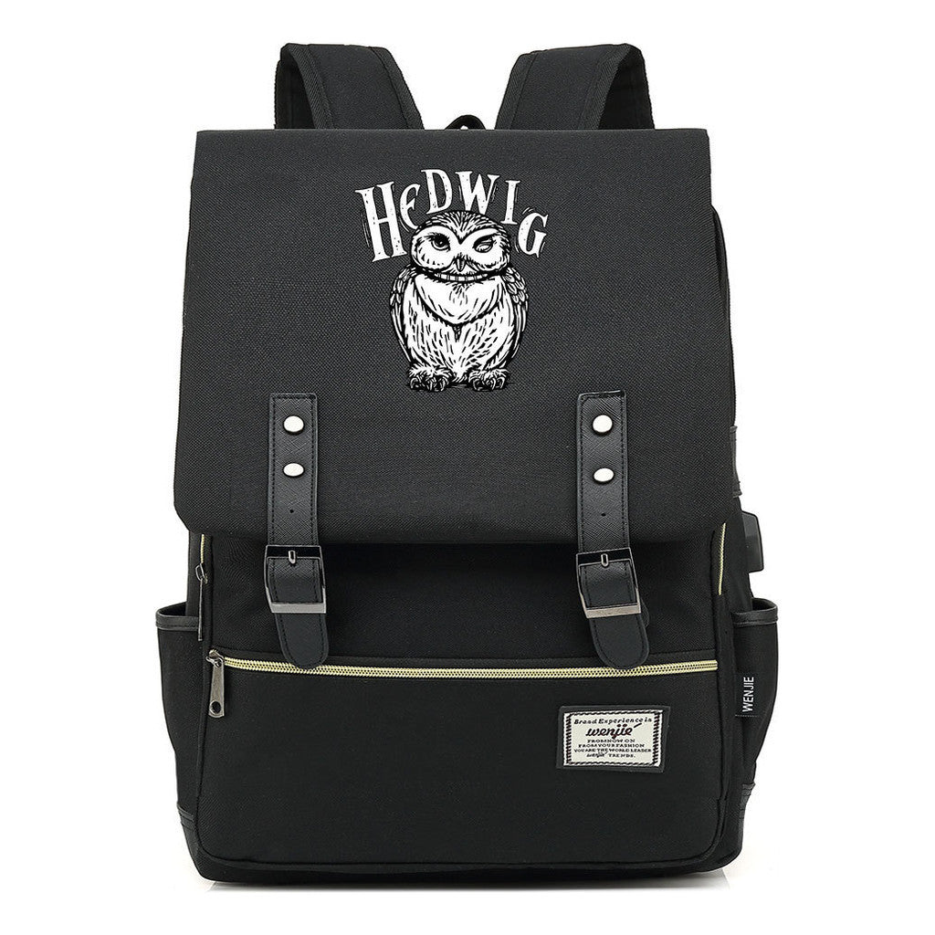 School Of Witchcraft And Wizardry Youth Student Backpack Usb Men's And Women's Leisure Belt Buckle Backpack