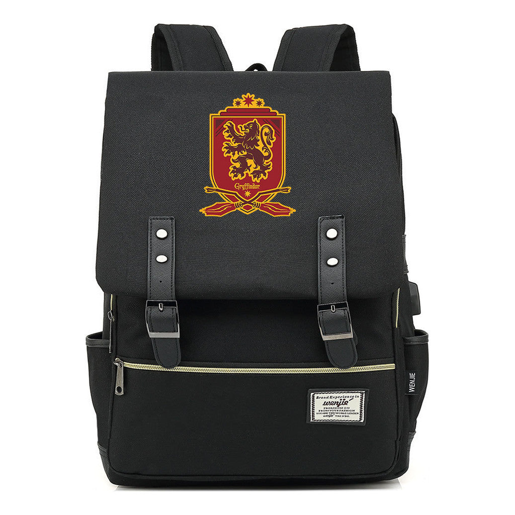 School Of Witchcraft And Wizardry Youth Backpack Usb Leisure Belt Buckle Backpack