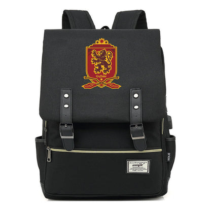 School Of Witchcraft And Wizardry Youth Backpack Usb Leisure Belt Buckle Backpack
