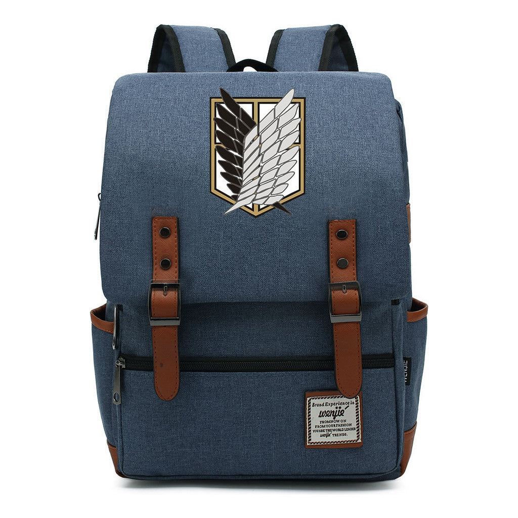 The Giant Of Manga Attack Printed Teenage Student Backpack For Men And Women With Casual Belt Buckle Classic Backpack 38*27*12.5cm