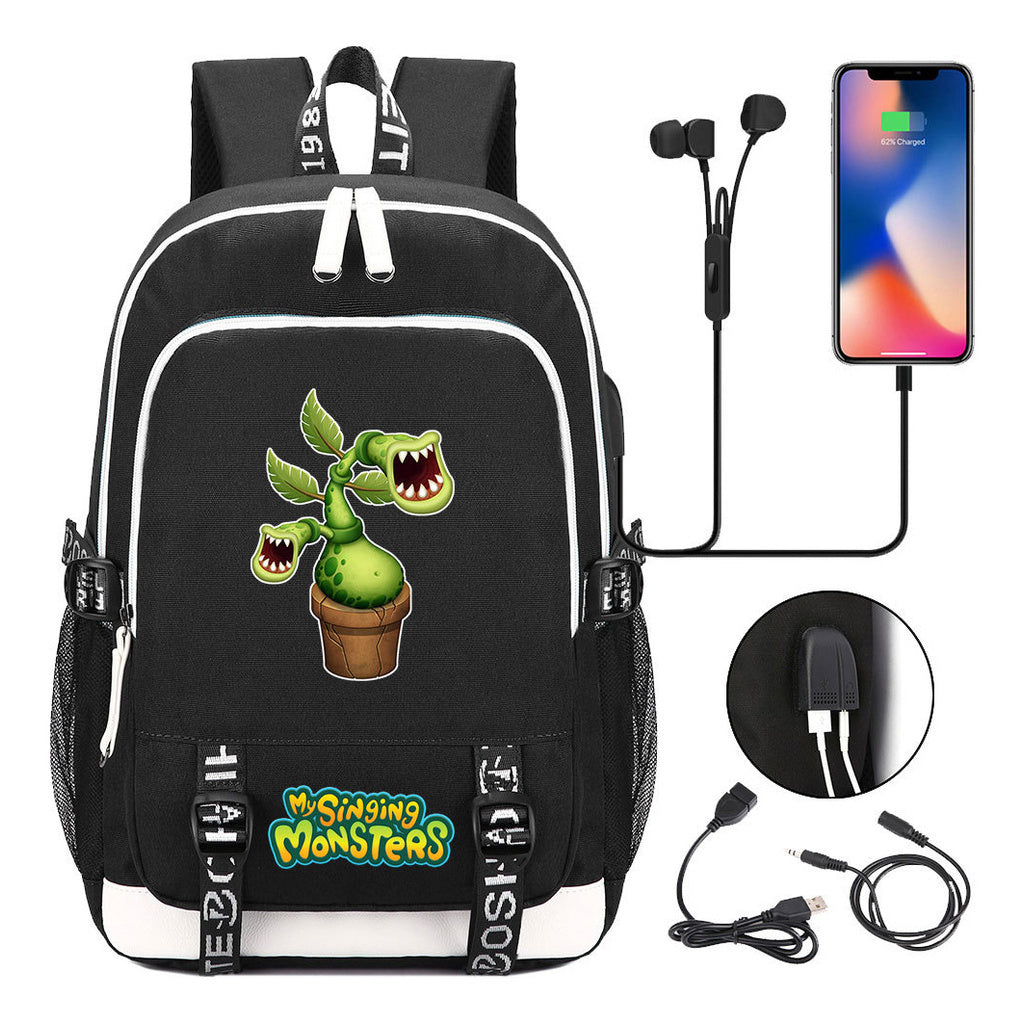 Monster Concert Printed Student Backpack Usb Leisure Backpack