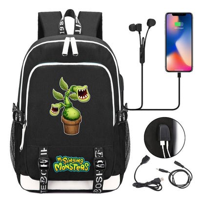 Monster Concert Printed Student Backpack Usb Leisure Backpack