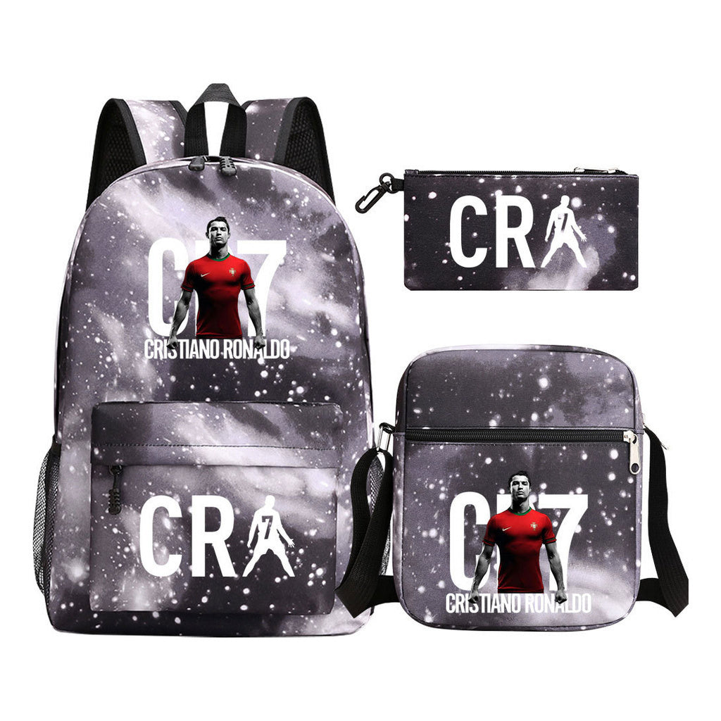 Football Star Cristiano Ronaldo Printed Youth Student Backpack 3pcs/Set Backpacks