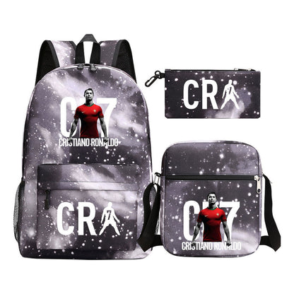 Football Star Cristiano Ronaldo Printed Youth Student Backpack 3pcs/Set Backpacks