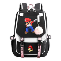 Super Mario Printed Usb Backpack Casual Woven Strap Flip Back Backpack