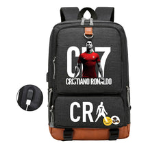 Football Star Cristiano Ronaldo Printed Usb Youth Primary And Secondary School Backpack For Boys And Girls Leisure Travel Backpack