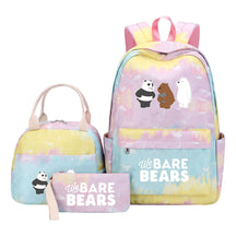 Cartoon Cute Three Bears Youth Student Girls School Bag Lunch Bag Three Piece Set Backpack Set