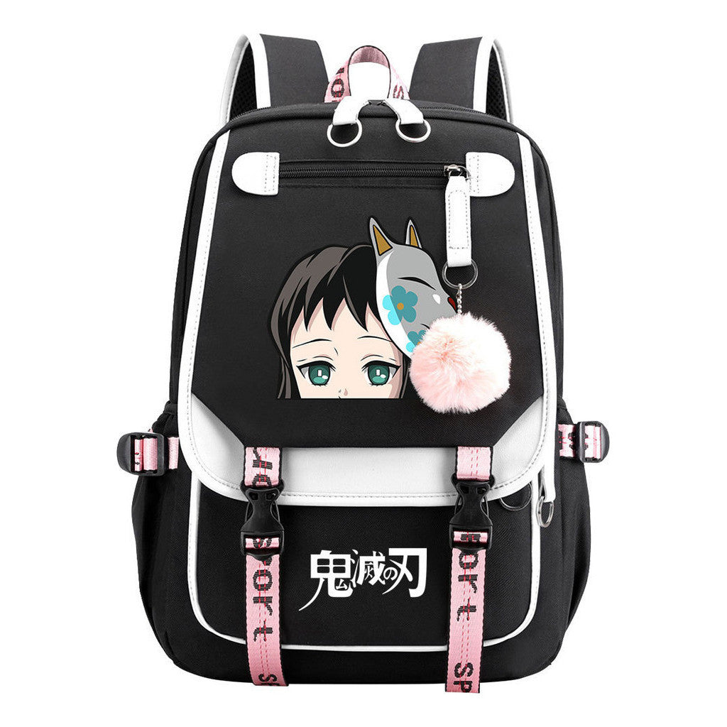 Cartoon Fashion Usb Youth Student Backpack Boy's And Girl's Leisure Ribbon Flip Backpack
