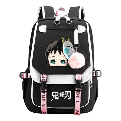 Cartoon Fashion Usb Youth Student Backpack Boy's And Girl's Leisure Ribbon Flip Backpack