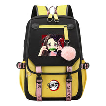 Cartoon Fashion Usb Youth Student Backpack Boy's And Girl's Leisure Ribbon Flip Backpack