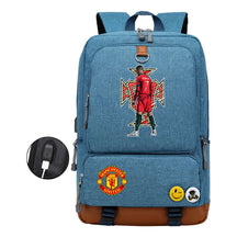 Football Star Cristiano Ronaldo Printed Usb Student Backpack For Leisure Travel Backpack