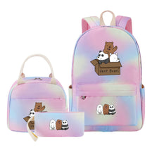 Cartoon Cute Three Cheap Bears Youth Student Girls School Bag Lunch Bag Three Piece Set Backpack Set