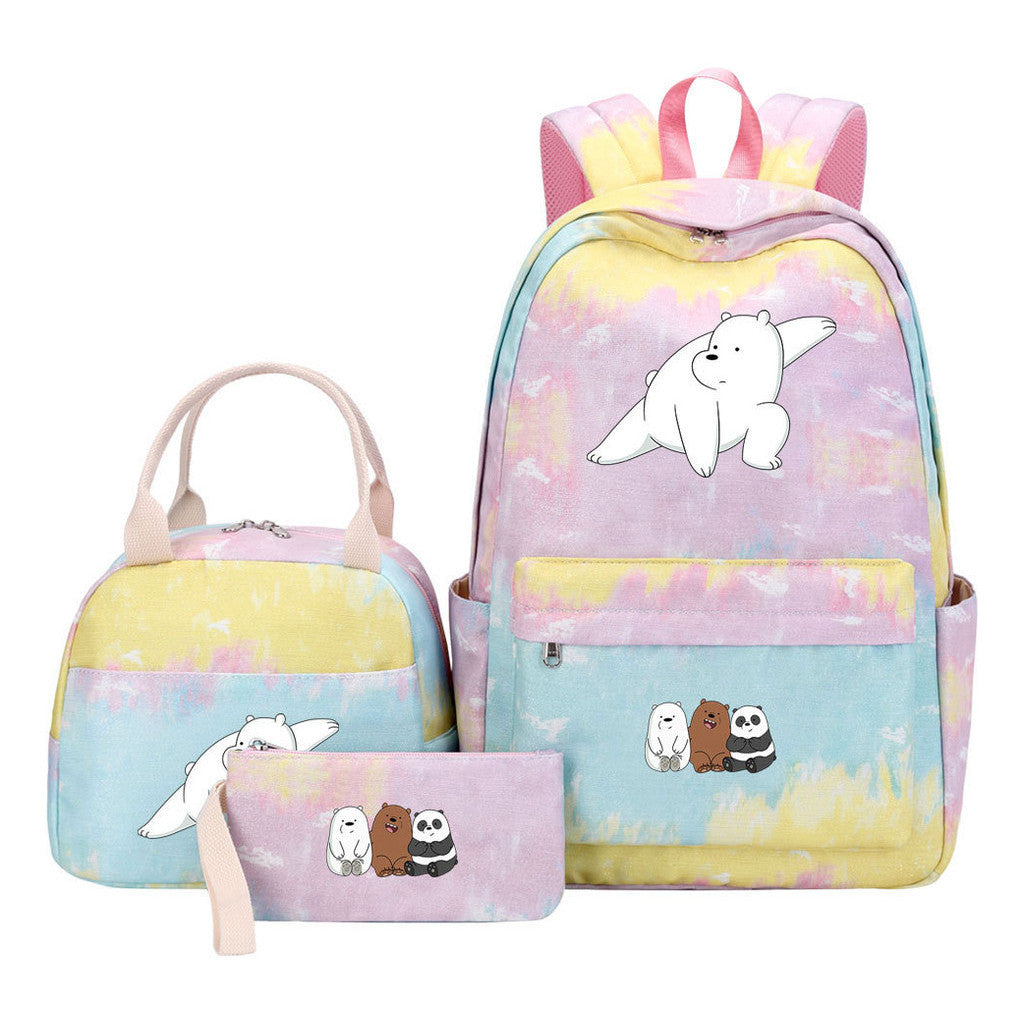 Cartoon Cute Three Cheap Bear Student Backpack Lunch Bag Three Piece Set Backpack Set