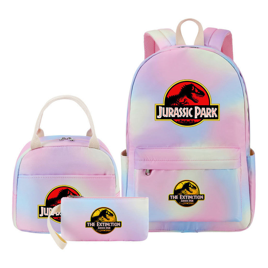 Jurassic Park Dinosaur Youth School Bag Lunch Bag Three Piece Set Backpack Set